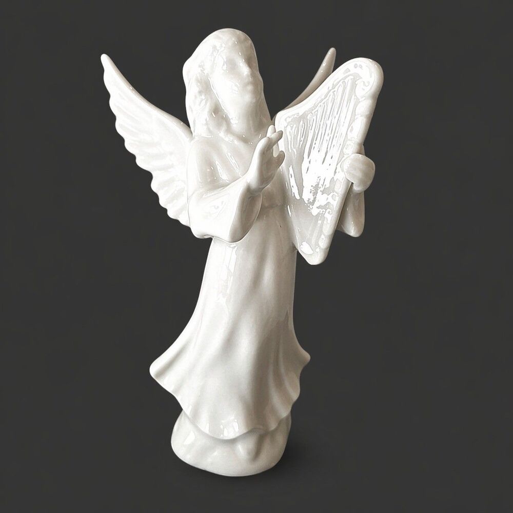 Vintage 1960s Karl Klette Dresden Angel Harp Porcelain Figurine 4.75 Germany